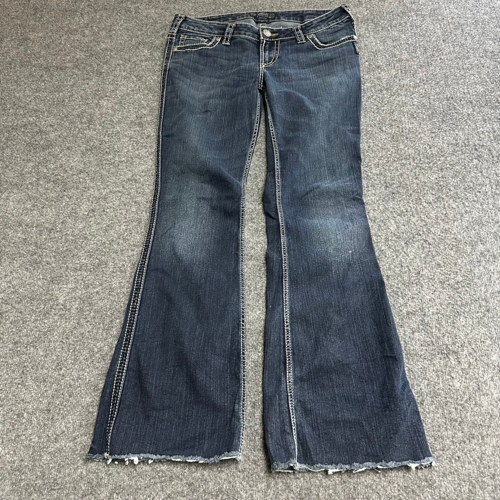 Silver Jeans Co. Jeans Womens Size 30 Frances Slim Bootcut Dark Wash Raw Hem